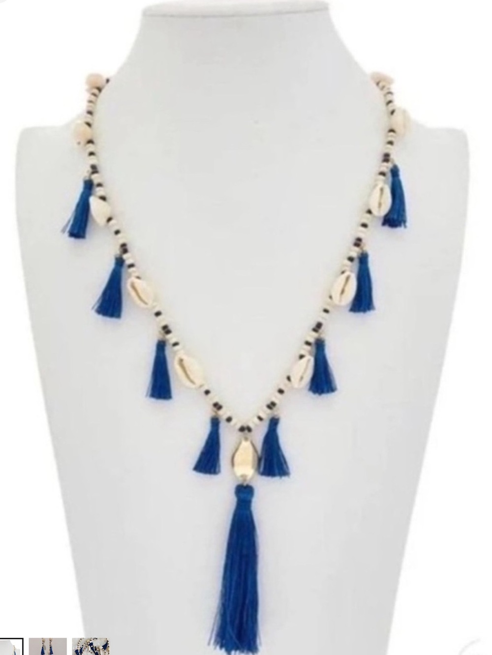 Lilly Pulitzer TipSea Gold Navy Blue
Tassel Puka
Cowrie Shells